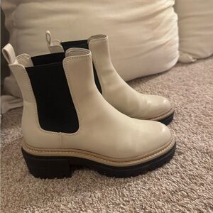 Cream and Black Women's Ankle Boots